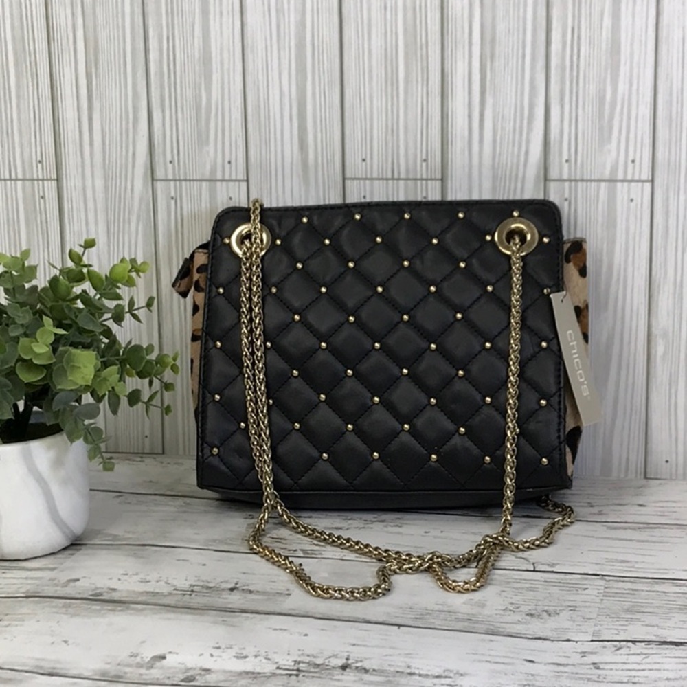 CHICOS Women's Black and Brown Shoulder Crossbody Bag